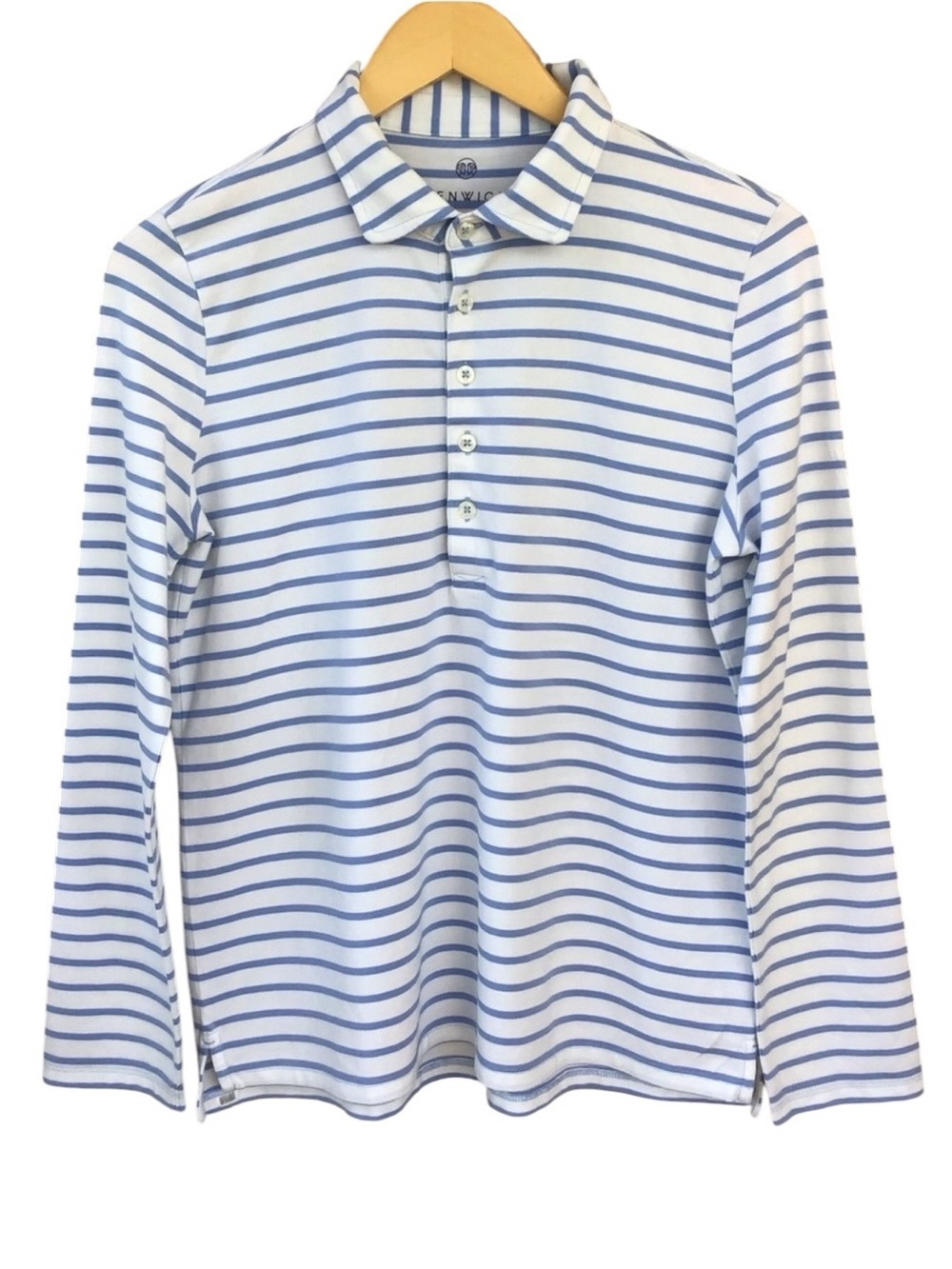 Renwick Blue White Striped Pima Cotton Long Sleeve Shirt